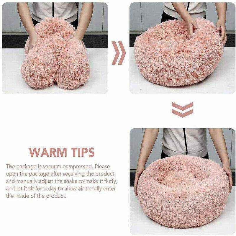 Dog Cat Pet Calming Bed Washable Warm Soft Plush Round - Image 5