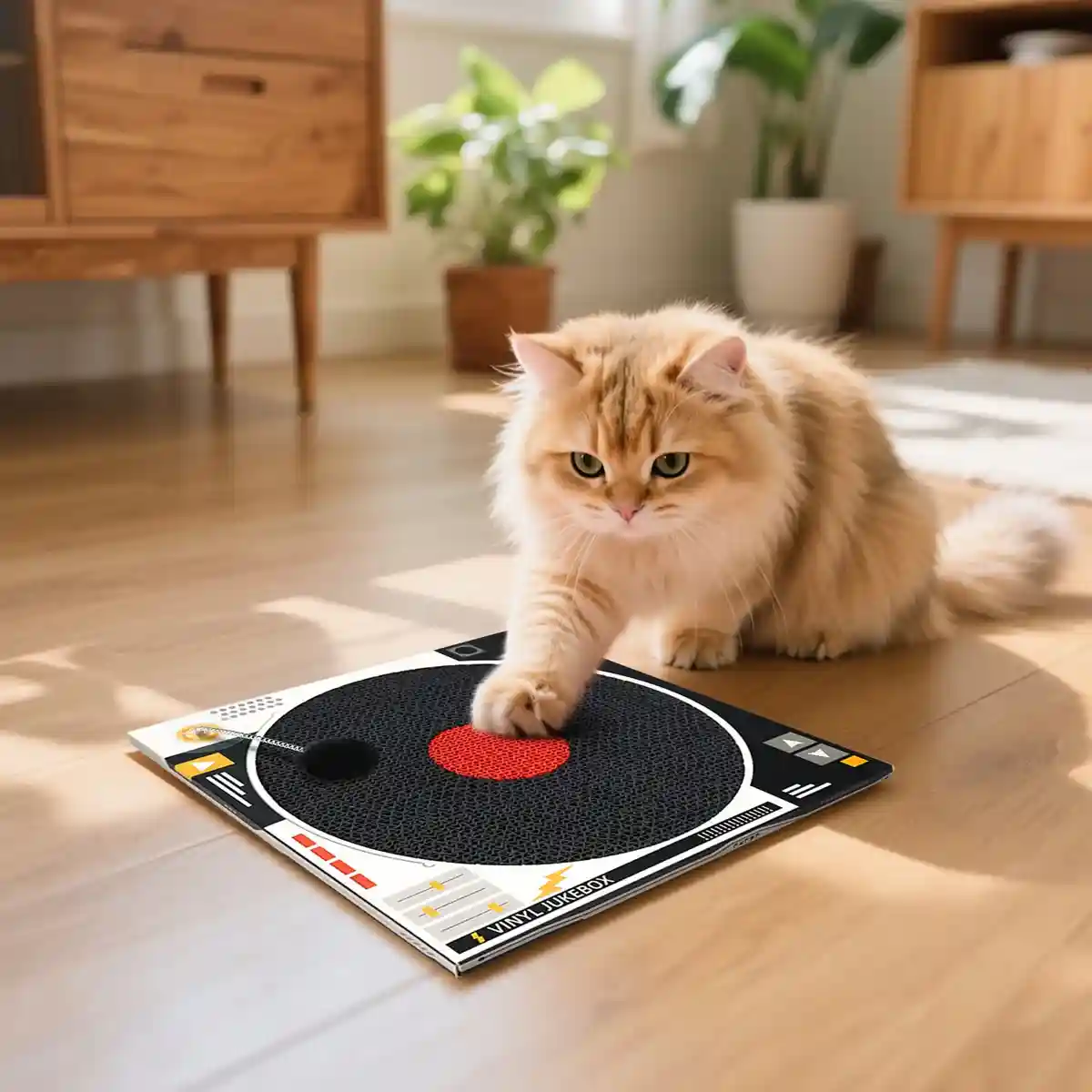 DJ Turntable Cat Scratching Board Interactive Cat Toy with Spring Ball - Image 10