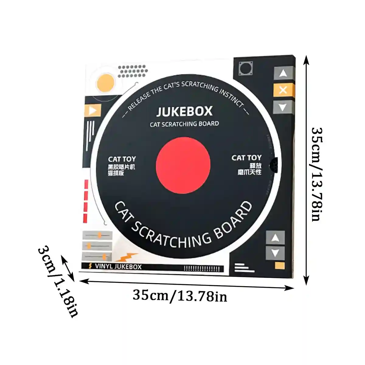 DJ Turntable Cat Scratching Board Interactive Cat Toy with Spring Ball - Image 3