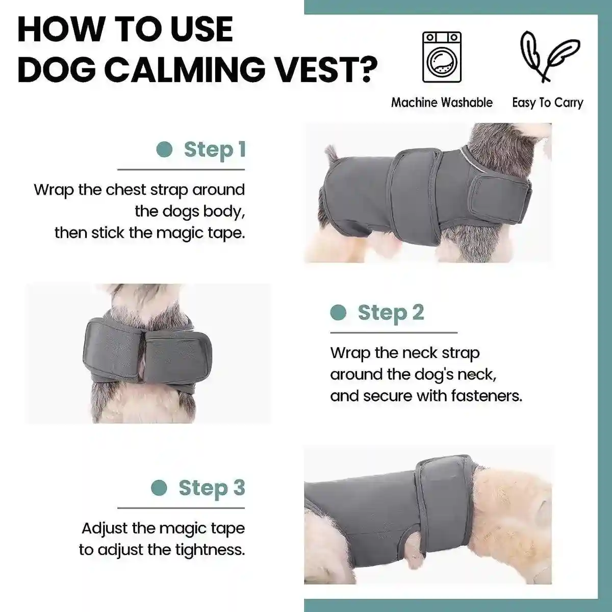 Dog Anxiety Relief Vest Calming & Adjustable with Reflective Strips - Image 5