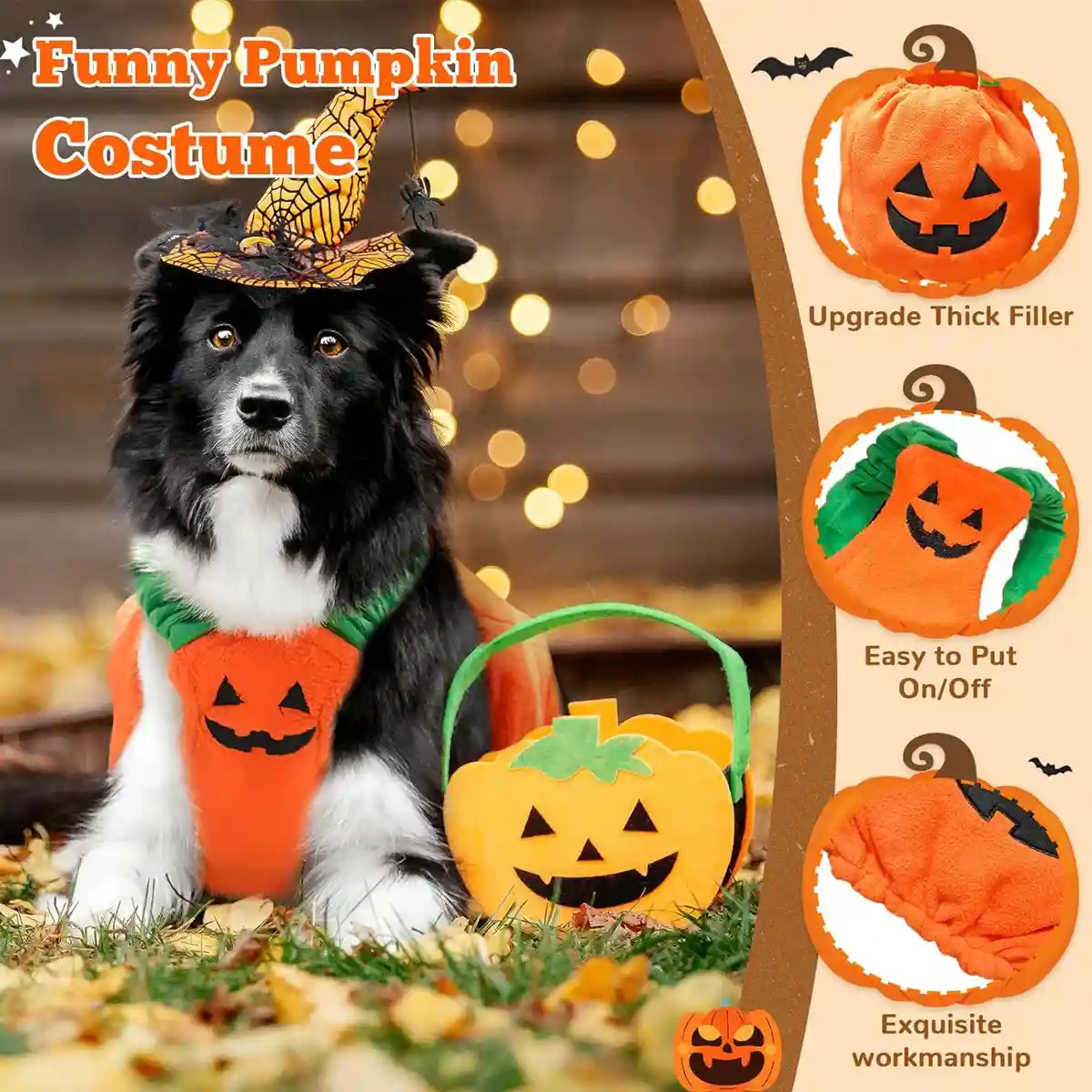 Dog Cat Pet Pumpkin Fancy Dress Outfits Halloween Xmas Cosplay Costume Clothes - Image 4