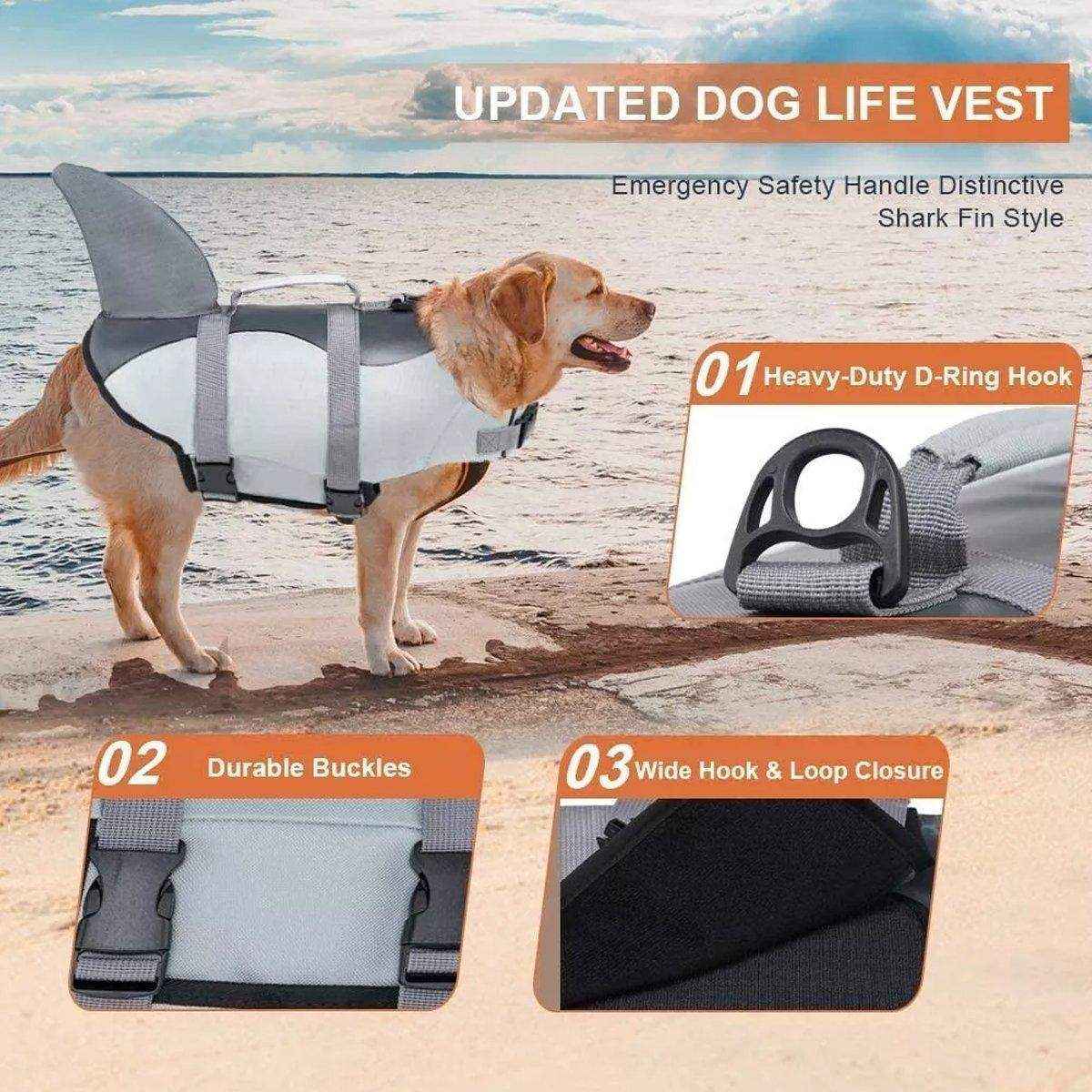 Pet Life Jacket with Shark Fin Design Dog Flotation Vest for Safe Swimming - Image 8