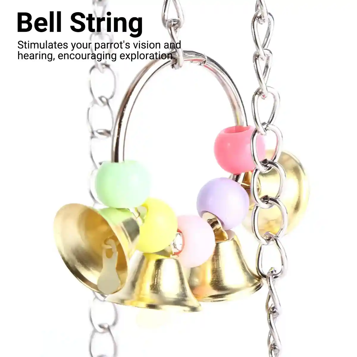 Double-Layer Bird Swing Toy Wooden Swing with Ladder & Bell for Birds - Image 6