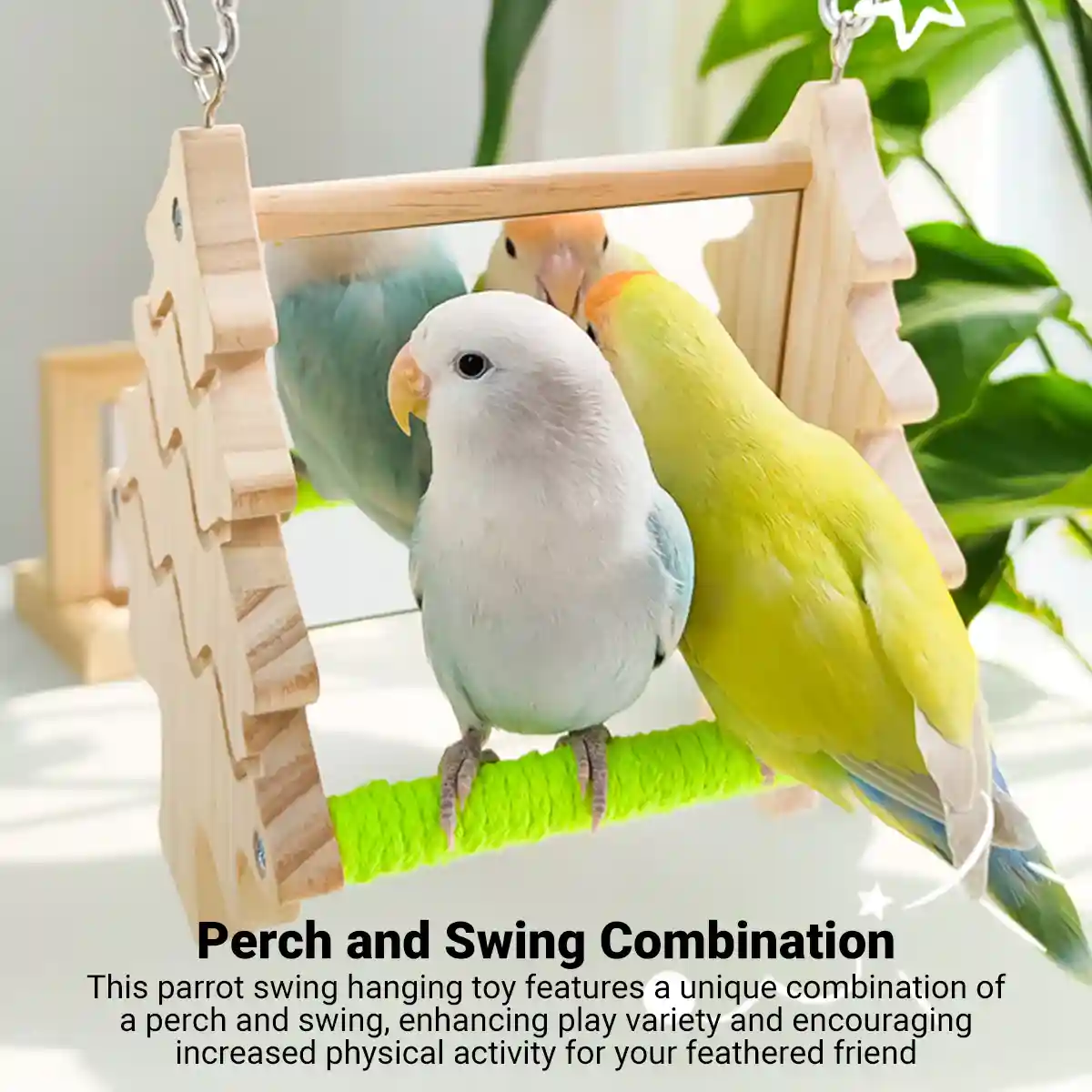 Double Sided Mirror Parrot Perch Toy Swing - Image 4