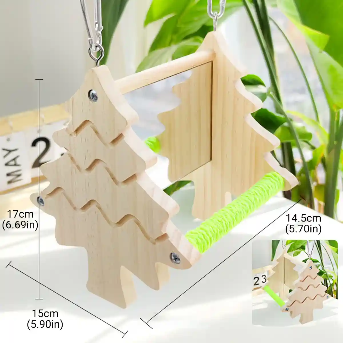 Double Sided Mirror Parrot Perch Toy Swing - Image 7