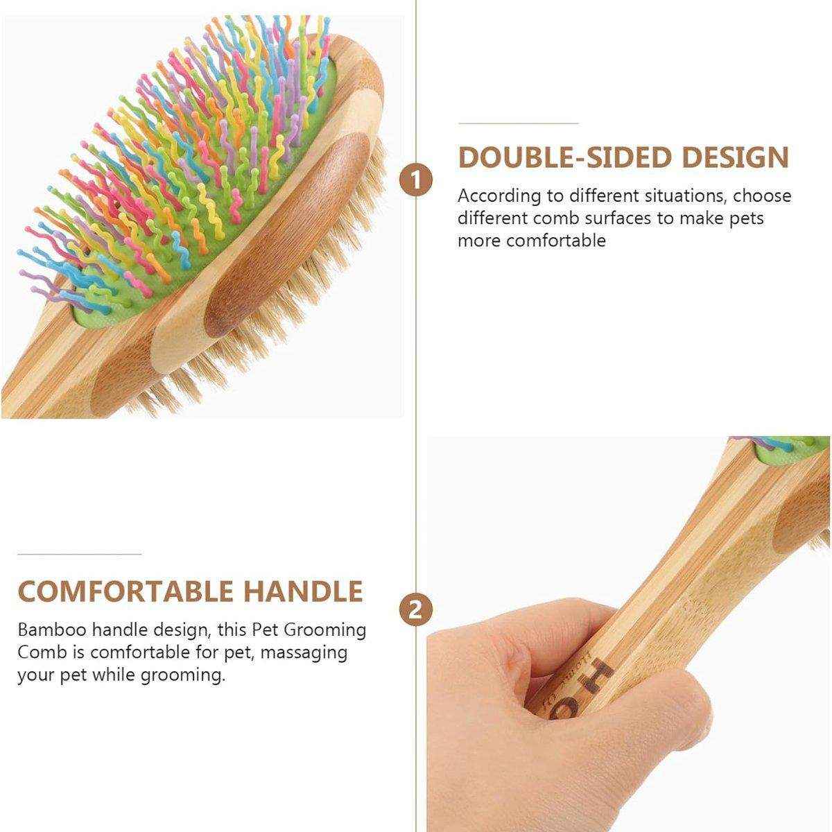 Double-Sided Pet Comb with Bamboo Handle Flea Comb & Knot Brush for Dogs and Cats - Image 11