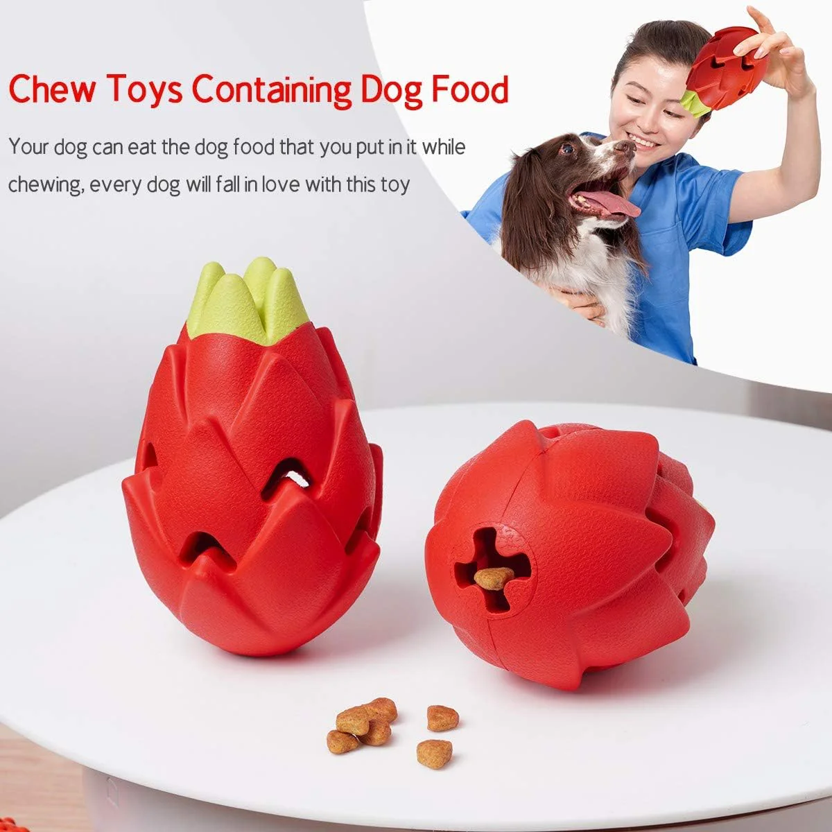 Dragon Fruit Dog Chew Toy Durable Treat Dispensing Rubber Toy - Image 10