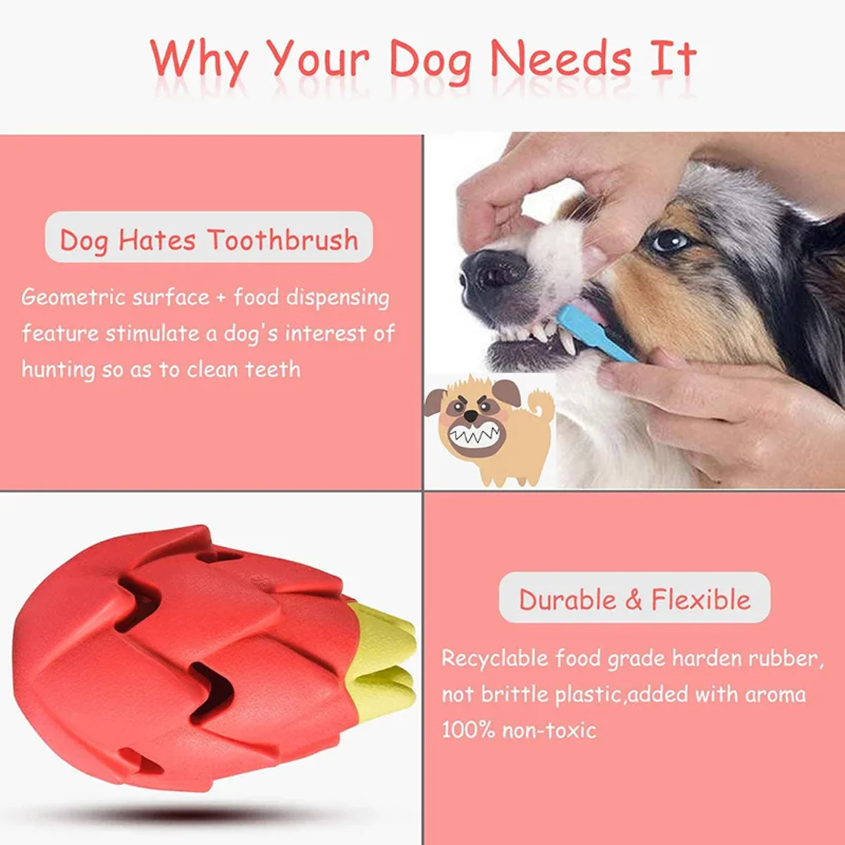 Dragon Fruit Dog Chew Toy Durable Treat Dispensing Rubber Toy - Image 8