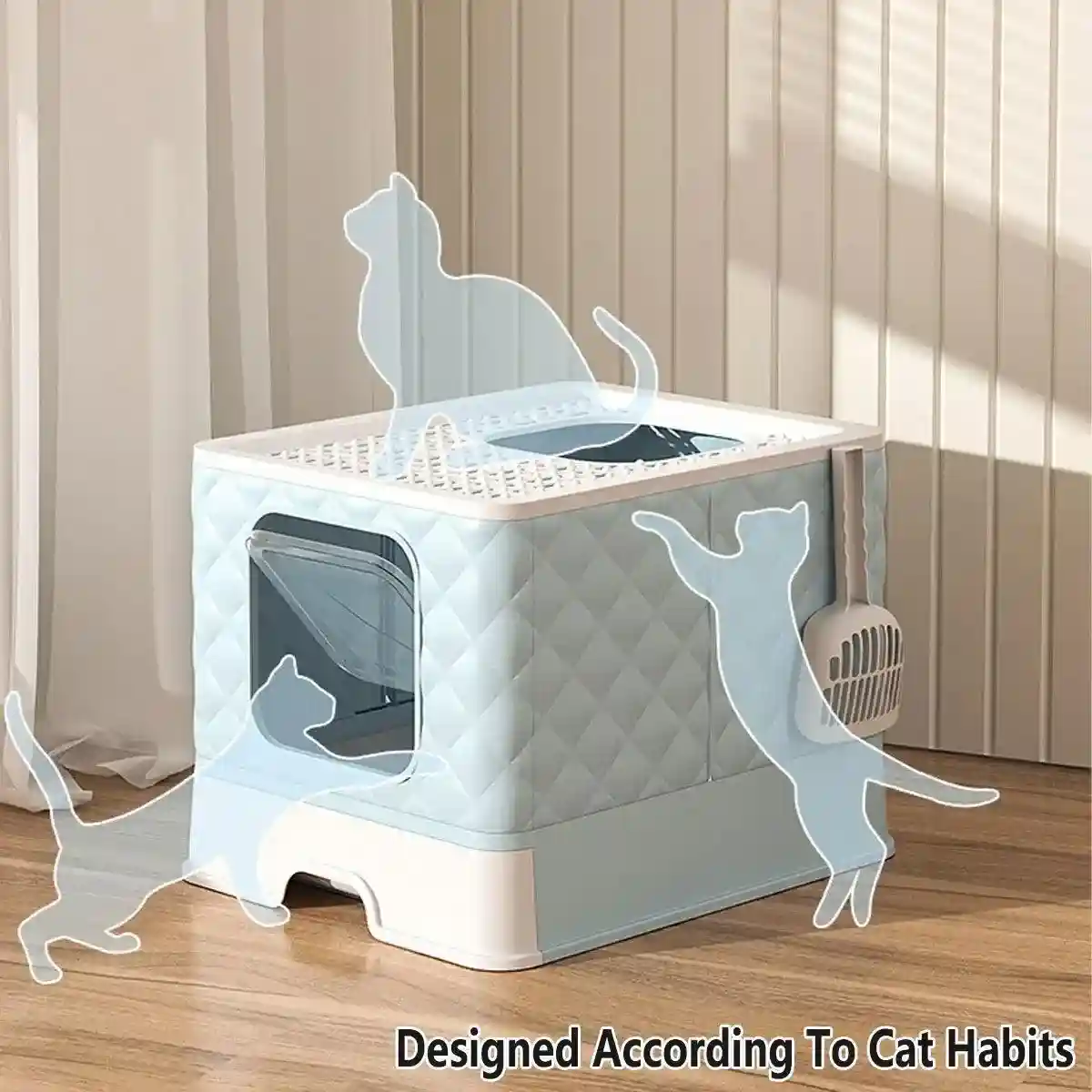 Drawer-Style Cat Litter Box with Scratching Board & Scoop - Image 13