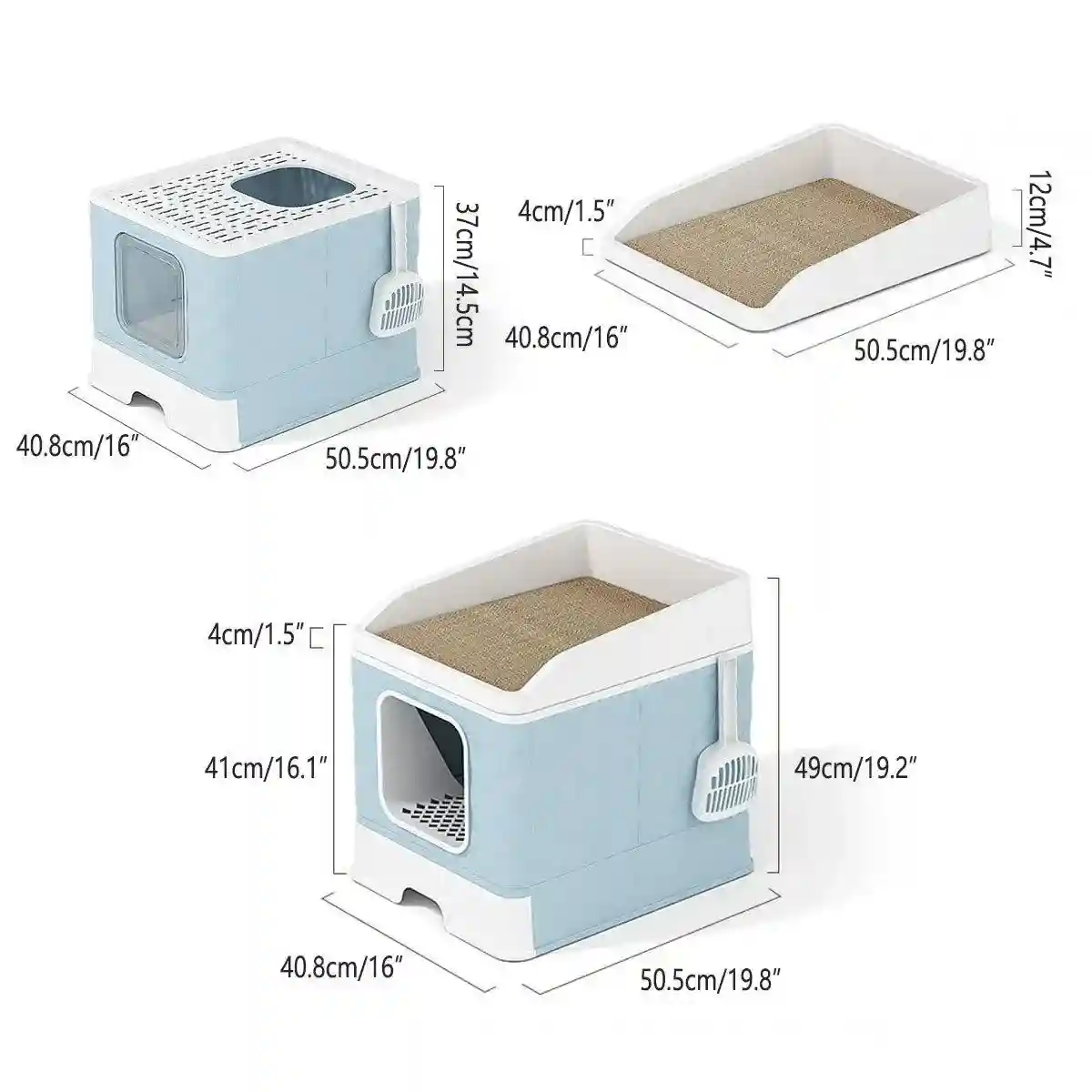 Drawer-Style Cat Litter Box with Scratching Board & Scoop - Image 9