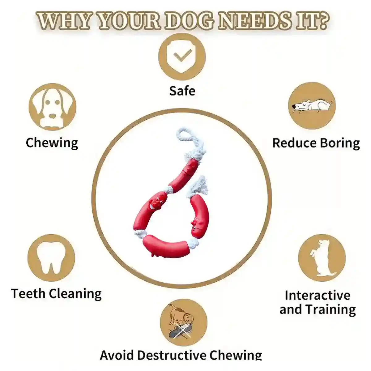 Durable Dog Chew Rope Toy Sausage Design for Small & Medium Breeds - Image 5