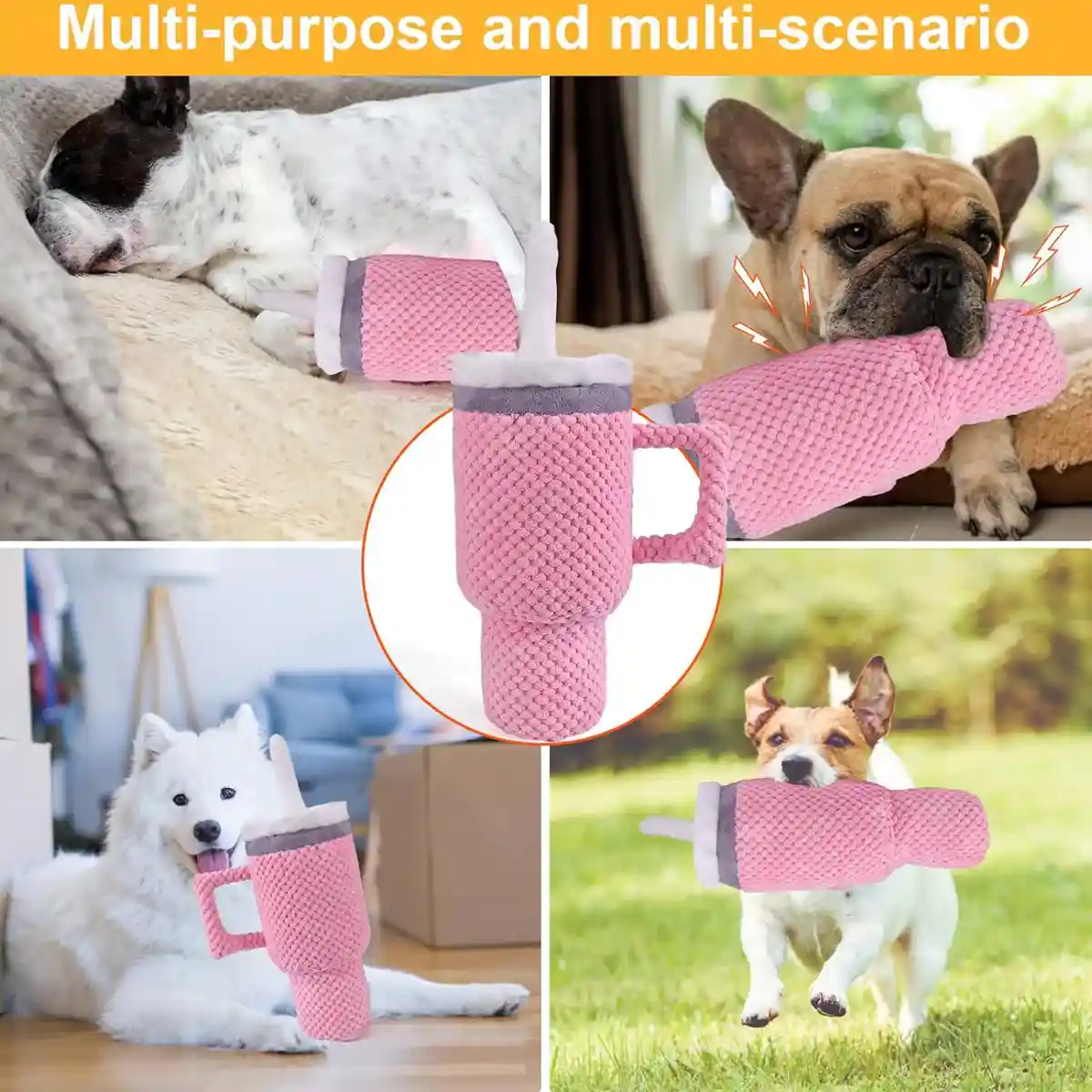 Durable Dog Chew Toy with Squeaker Plush Milk Bottle Pillow - Image 15