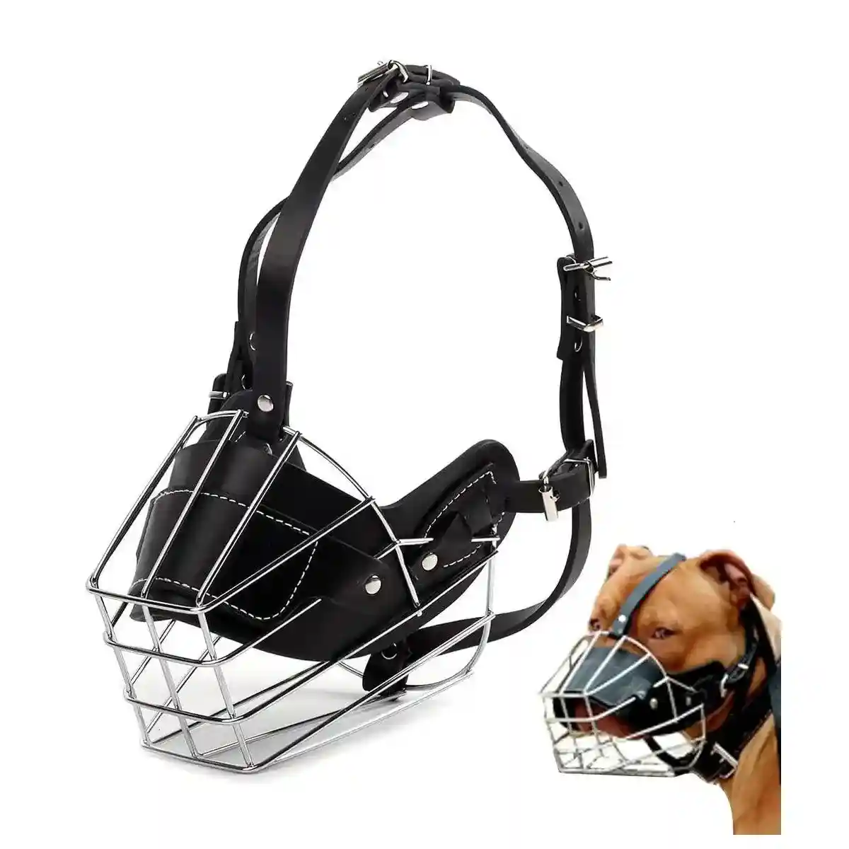 Durable Dog Mouth Guard with Stainless Steel Basket & Adjustable Straps - Image 13