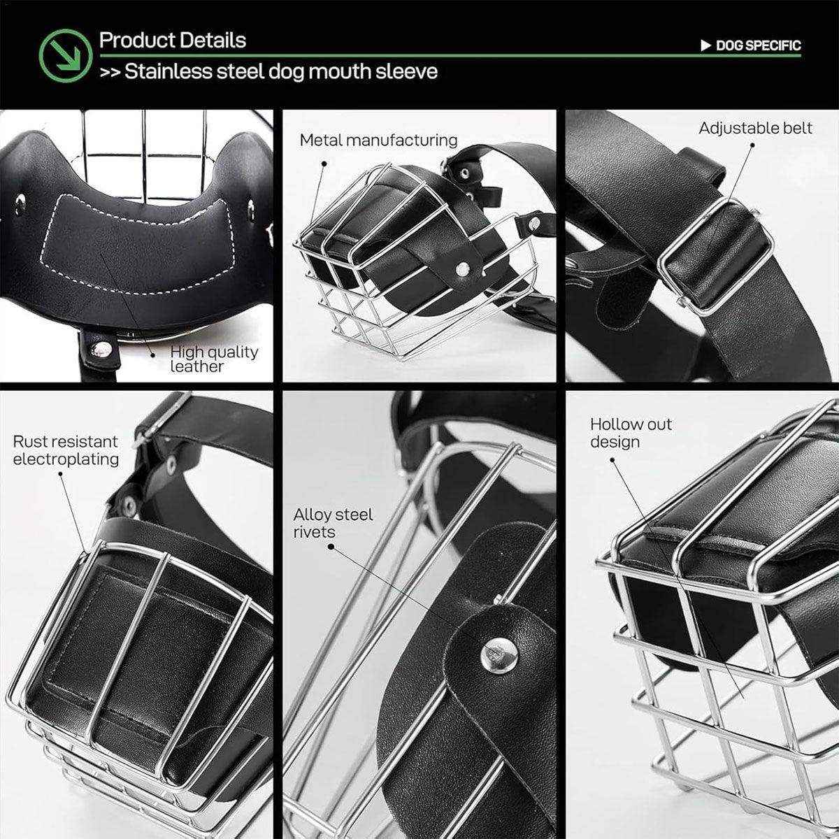 Durable Dog Mouth Guard with Stainless Steel Basket & Adjustable Straps - Image 5