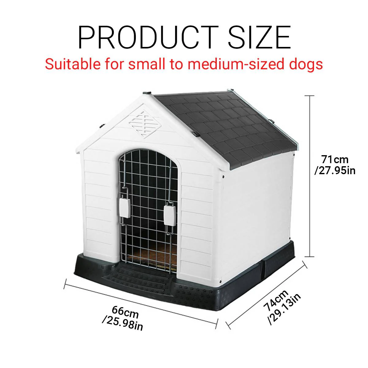 Durable Outdoor Dog House Waterproof Plastic Kennel with Lockable Door - Image 4