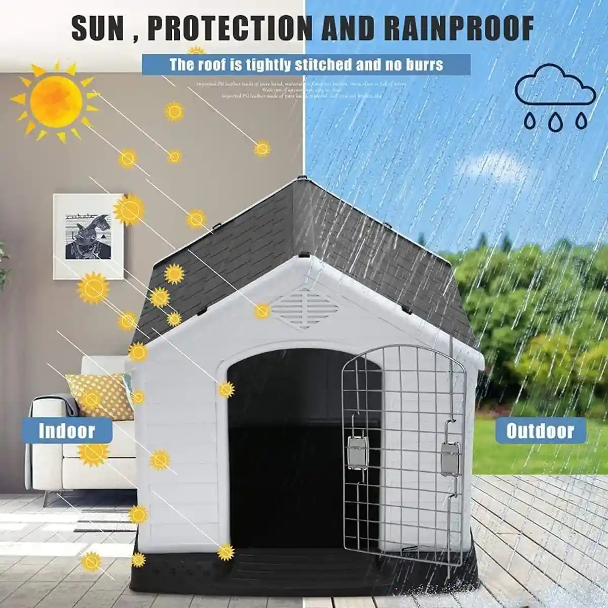 Durable Outdoor Dog House Waterproof Plastic Kennel with Lockable Door - Image 5