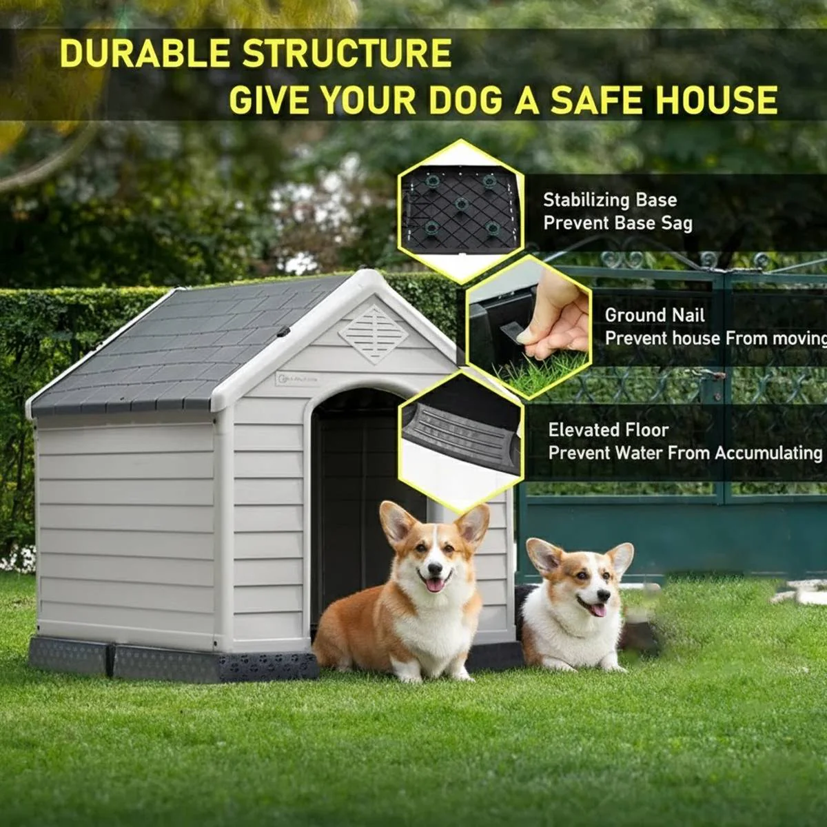 Durable Outdoor Dog House Waterproof Plastic Kennel with Lockable Door - Image 9