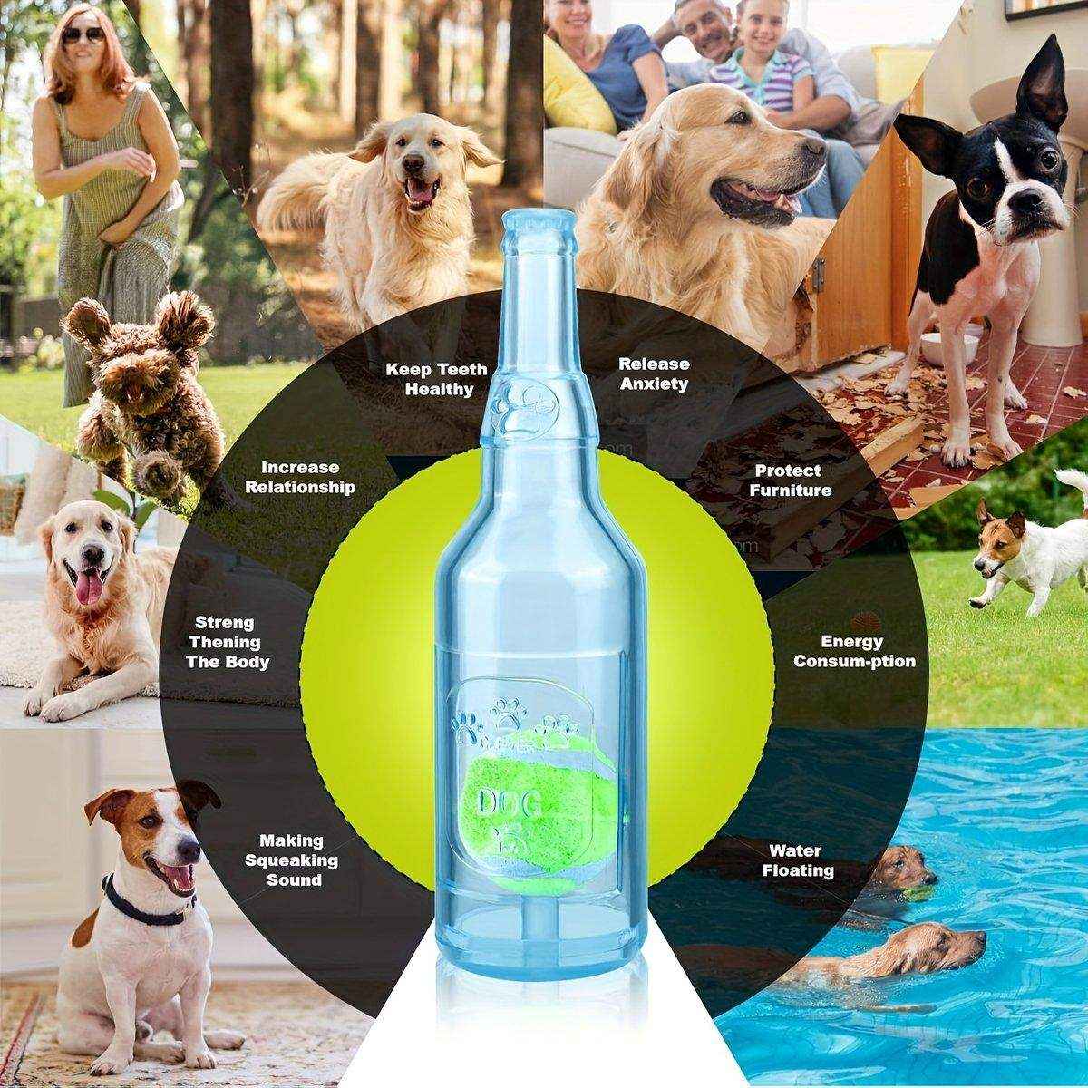 Durable Pet Teething Resistant Tennis Ball Wine Bottle Chew Toy for Dogs Play - Image 7