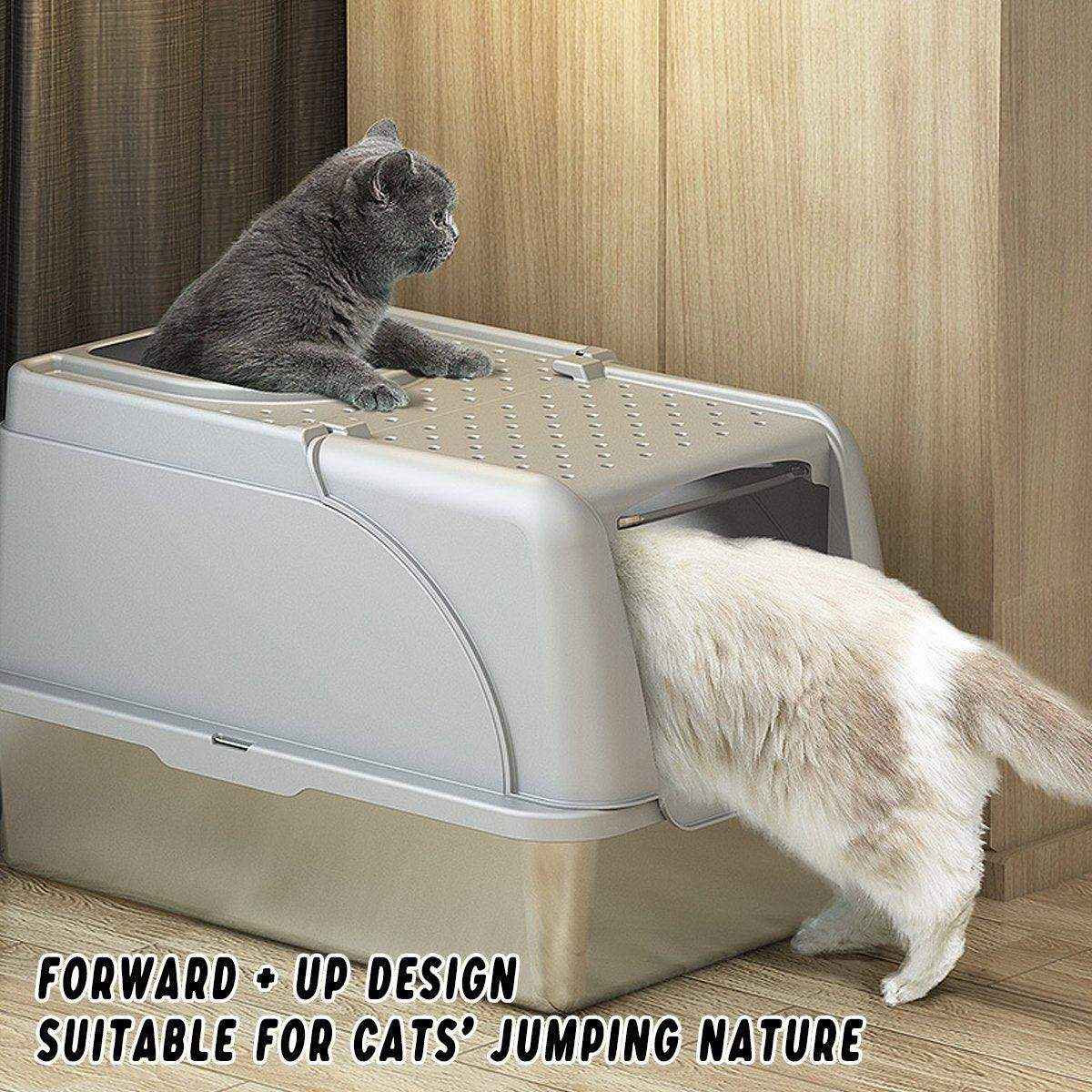 Durable Stainless Steel Litter Box with Flip Cover - Image 13