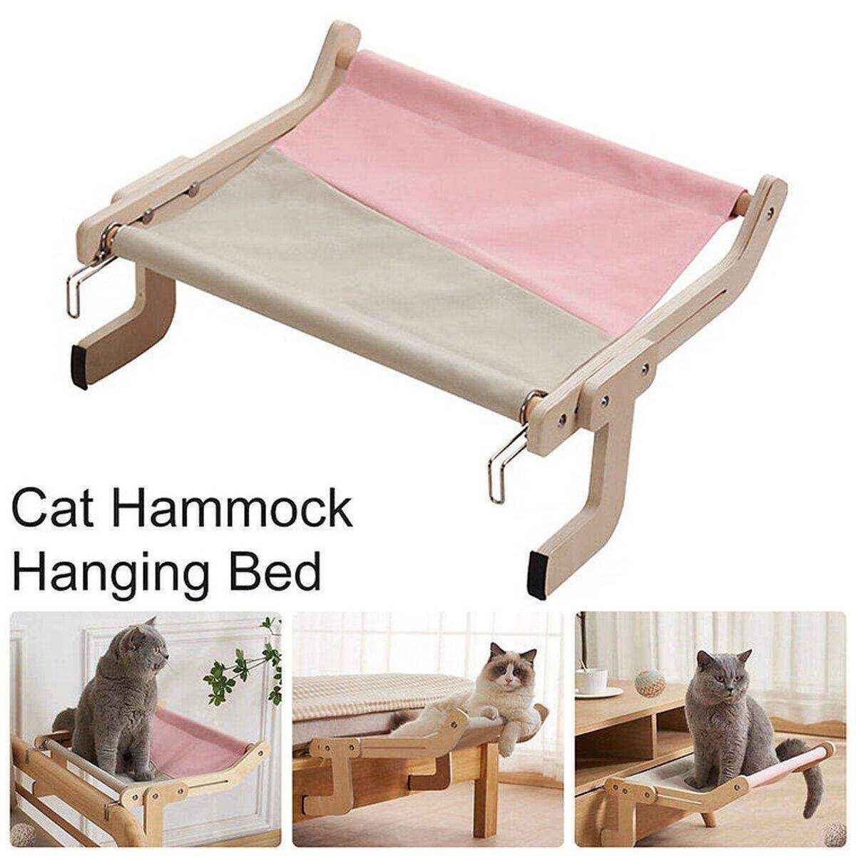 Durable Solid Wood Window Hanging Cat Hammock - Image 15