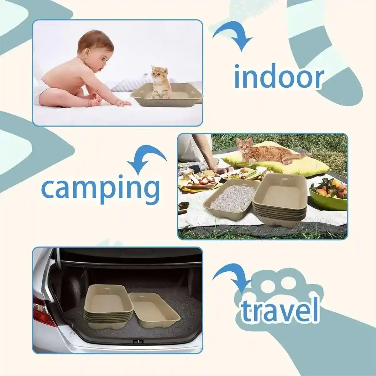 Eco-Friendly Disposable Cat Litter Trays Biodegradable Travel Solution - Image 7