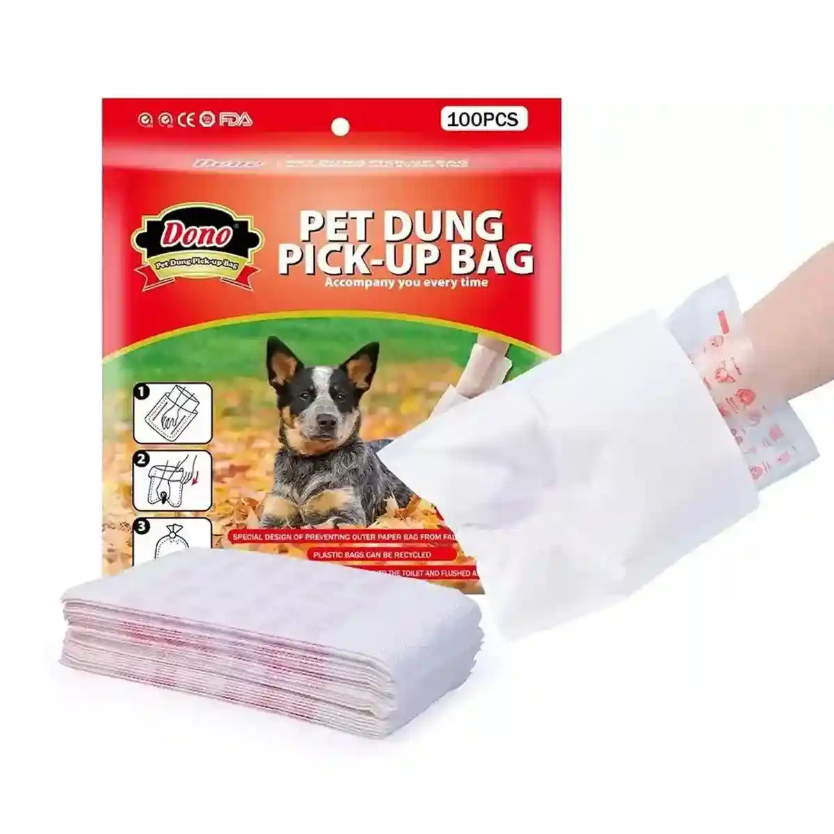 100pcs Eco-Friendly Dog Poop Bags Leak-Proof & Flushable Pet Waste Bags - Image 3