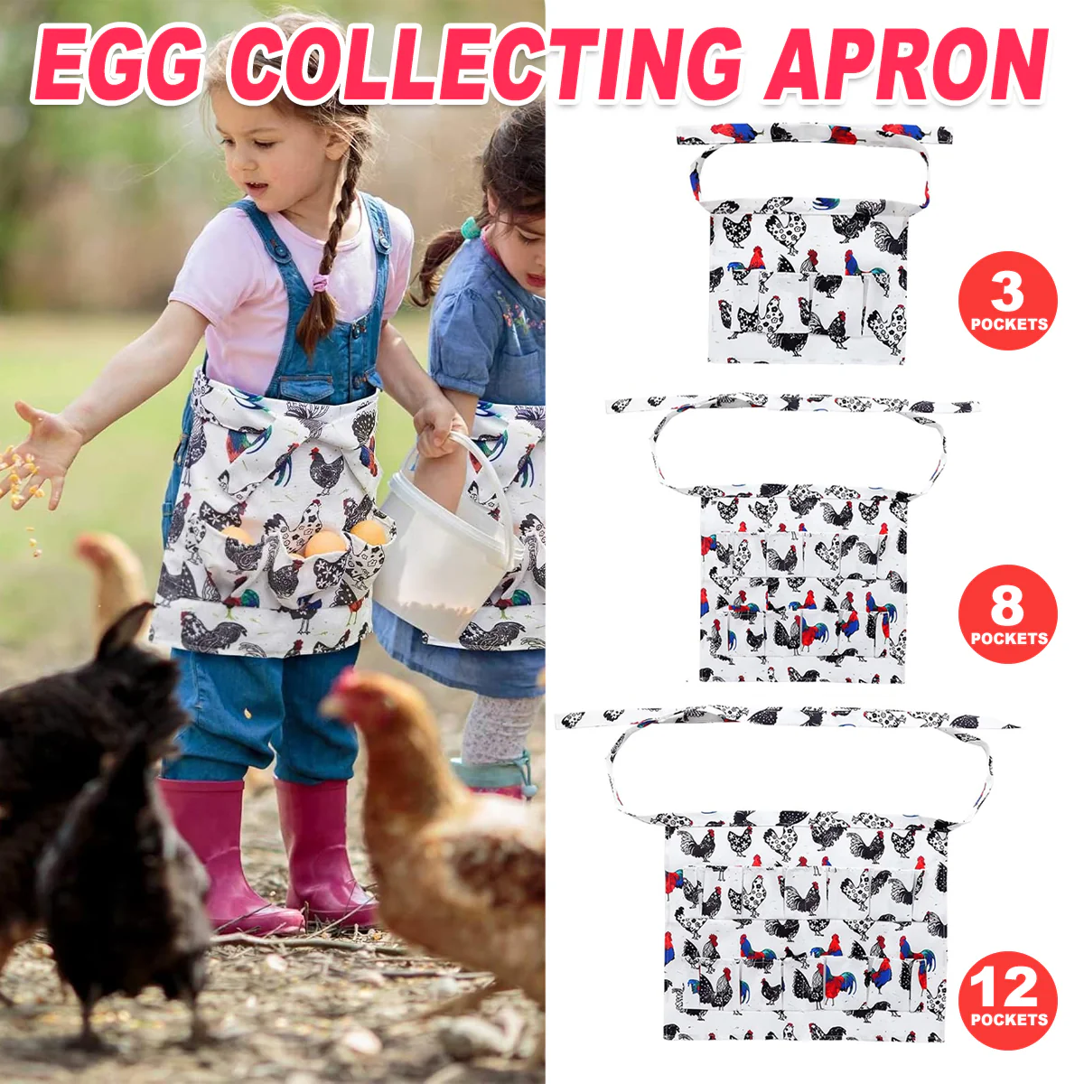 Egg Collecting Apron With Deep Pockets