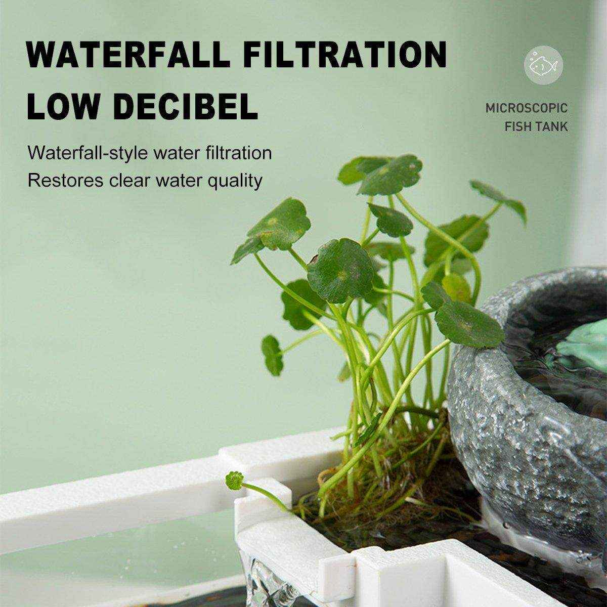 Tabletop Aquarium Landscape Fish Ecological Filter Feeding Basin for Home Decor - Image 12