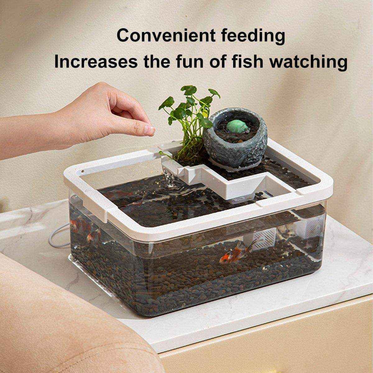 Tabletop Aquarium Landscape Fish Ecological Filter Feeding Basin for Home Decor - Image 9
