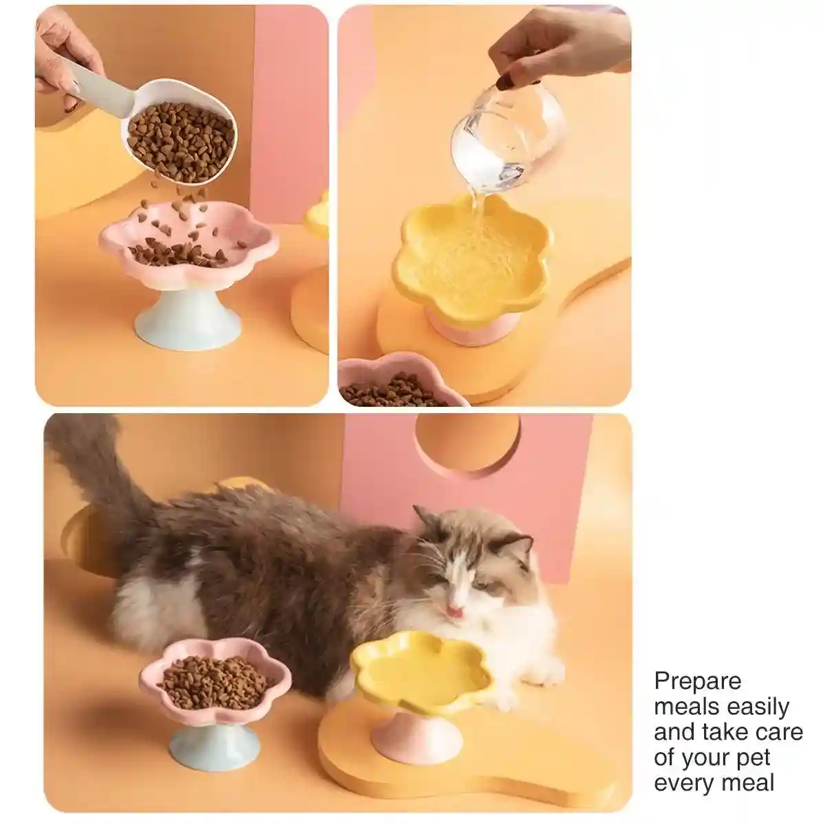 Elevated Ceramic Cat Bowl  Anti-Knock Flower-Shaped Dish for Cats & Small Pets - Image 6