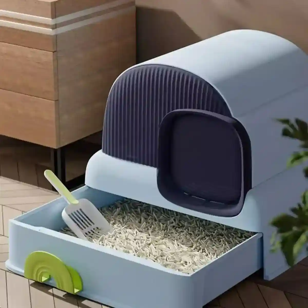 Foldable Cloud-Style Cat Toilet with Enclosed Cat Litter Box Design - Image 10