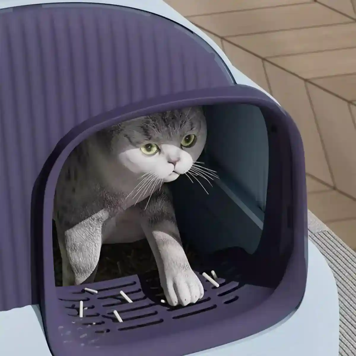 Foldable Cloud-Style Cat Toilet with Enclosed Cat Litter Box Design - Image 4