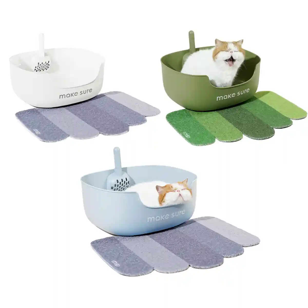 MAKESURE Extra Large Open Cat Litter Box with Scoop and Litter Mat - Image 2