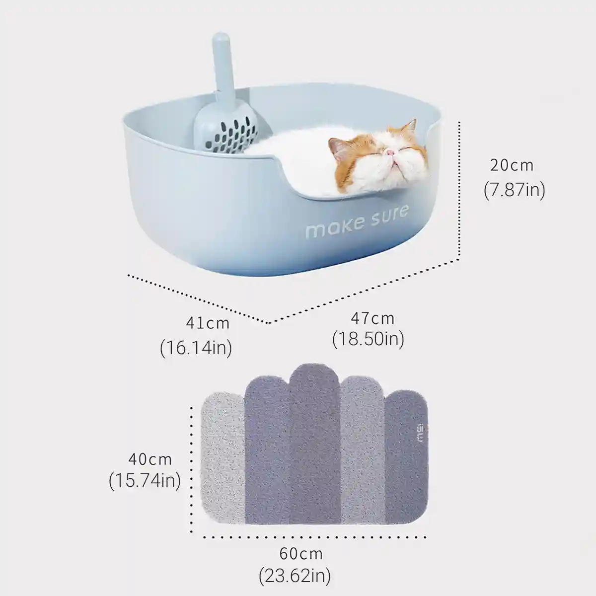 MAKESURE Extra Large Open Cat Litter Box with Scoop and Litter Mat - Image 7