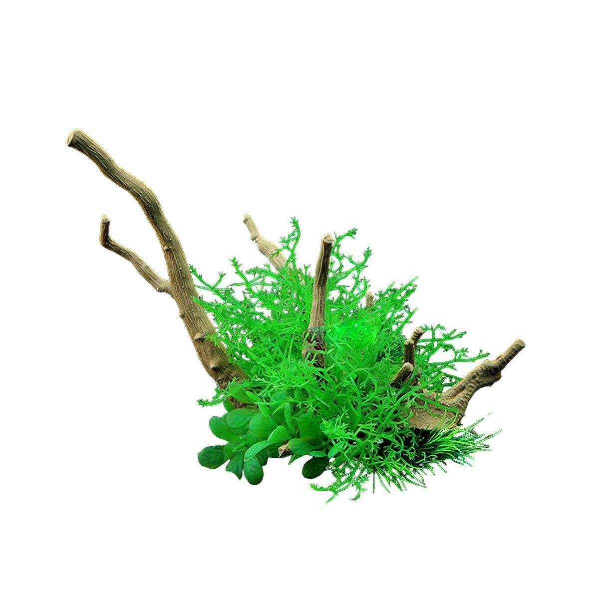 Faux Aquarium Plants Rock Decoration with Simulated Wood & Water Grass - Image 32