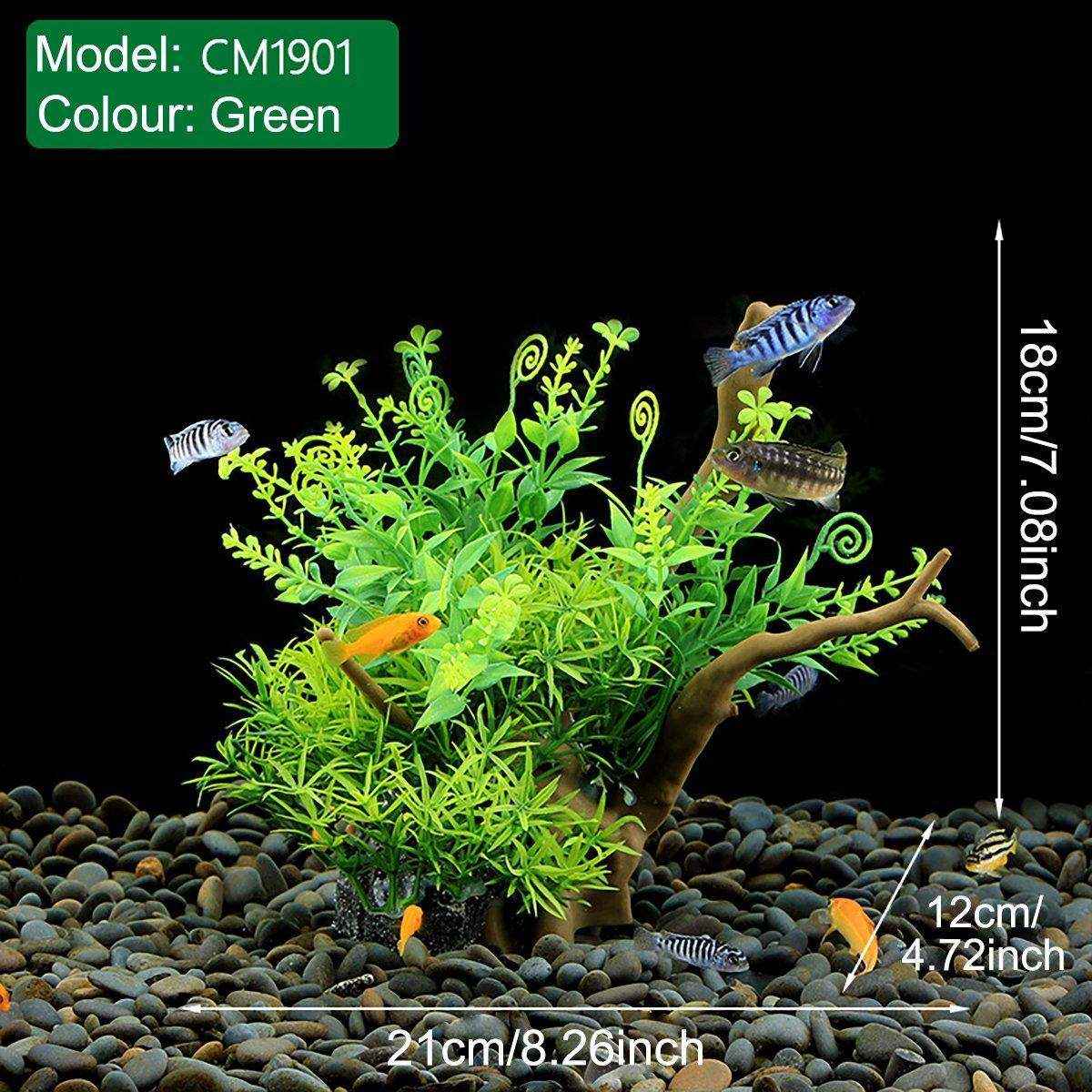 Faux Aquarium Plants Rock Decoration with Simulated Wood & Water Grass - Image 8