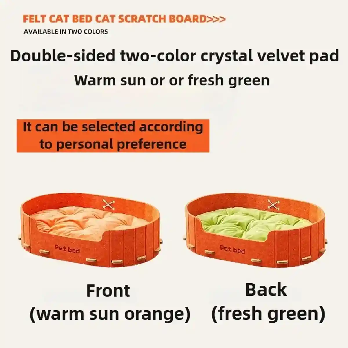 Modern Felt Nest Cat Bed with Reversible Cushion for Indoor Use - Image 10