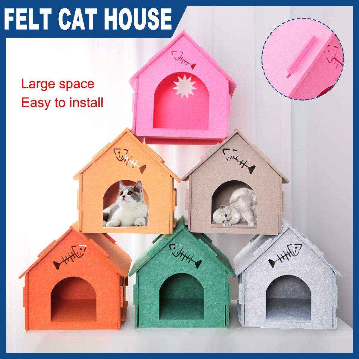 Cat Nest Eco-friendly Universal Removable Semi-enclosed Felt Cat House - Image 2