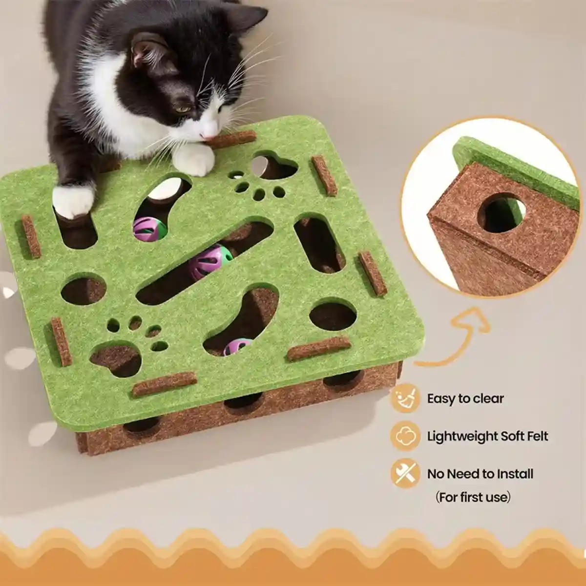 Felt Cat Puzzle Toy Maze Box 30cm Enrichment Game - Image 11