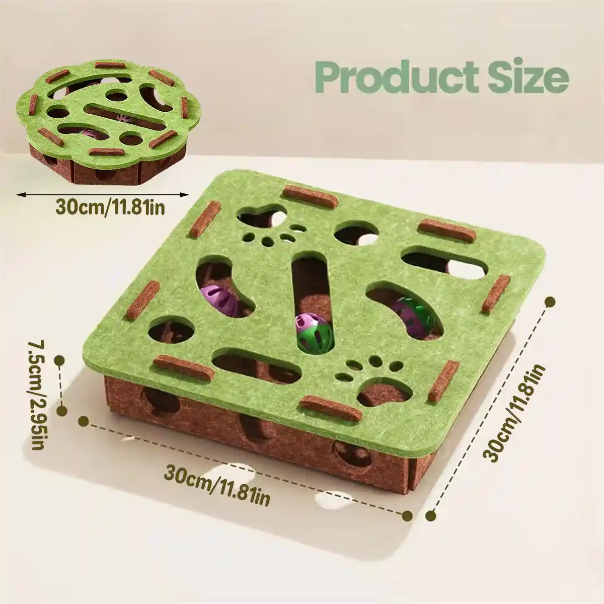 Felt Cat Puzzle Toy Maze Box 30cm Enrichment Game - Image 4