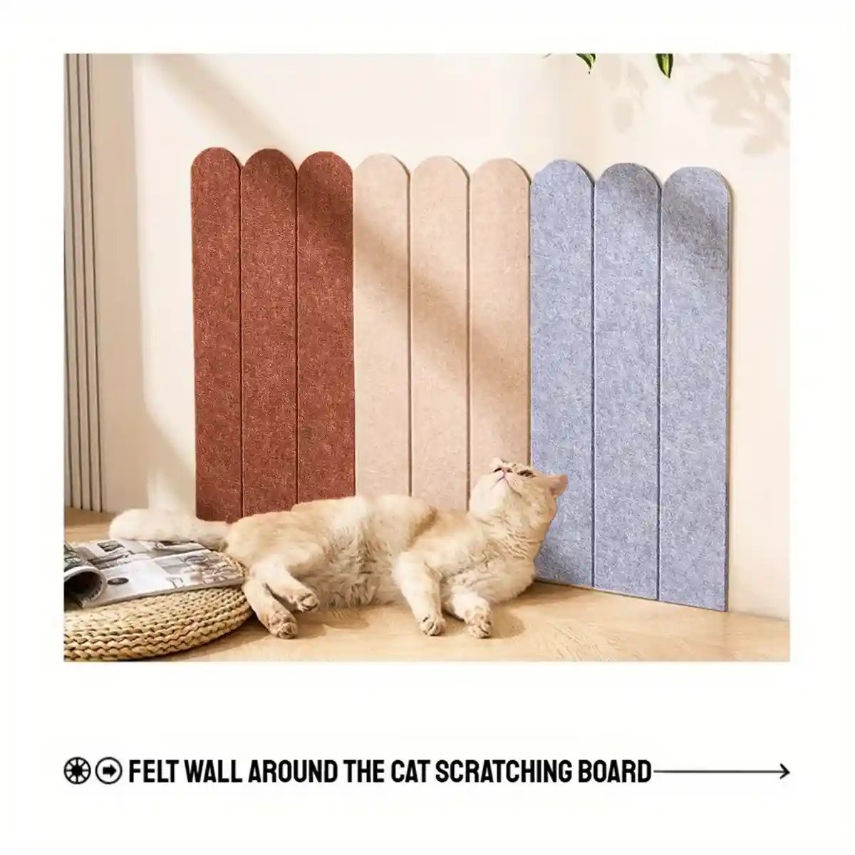Felt Cat Scratching Board Wall-Mounted Scratch Pad (5PCS) - Image 8