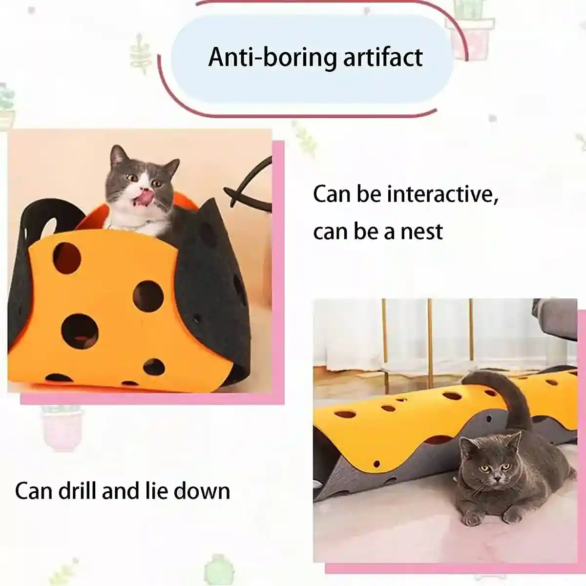Felt Cat Tunnel Toy Indoor Play Tunnel for Cats and Kittens - Image 4