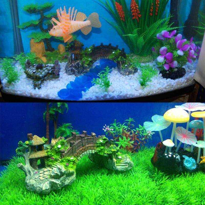 Fish Aquarium Rocks Bridge Decoration Realistic Resin Ornament - Image 5