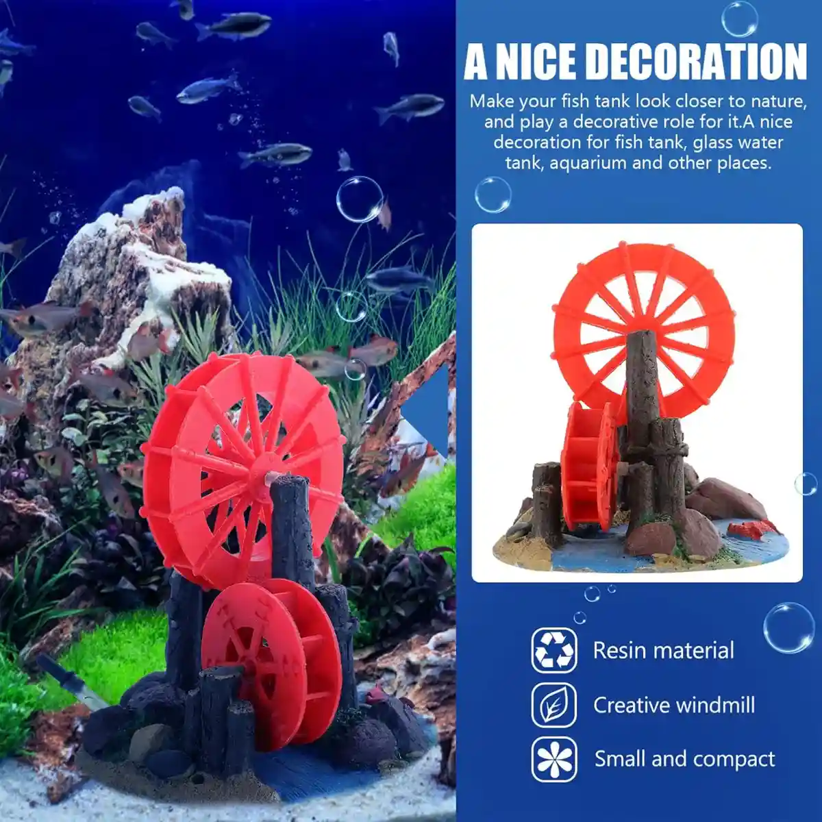 Fish Tank Fan Wheel Decoration Creative Resin Windmill Ornament for Aquarium - Image 5