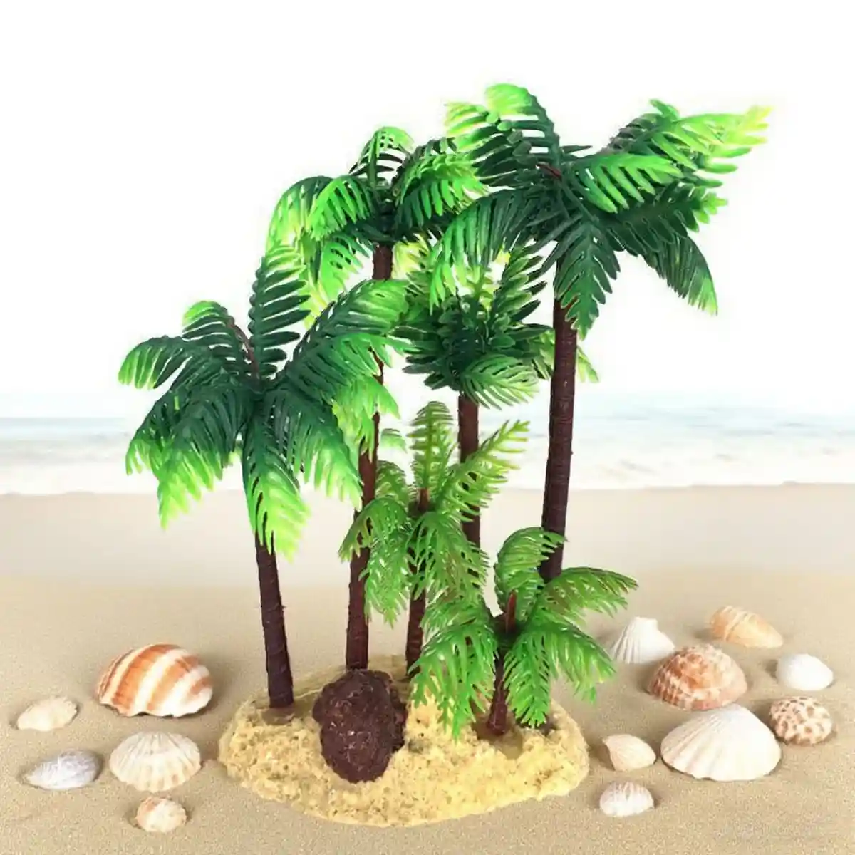 Fish Tank Plastic Coconut Tree Decoration Tropical Aquarium Ornament - Image 2