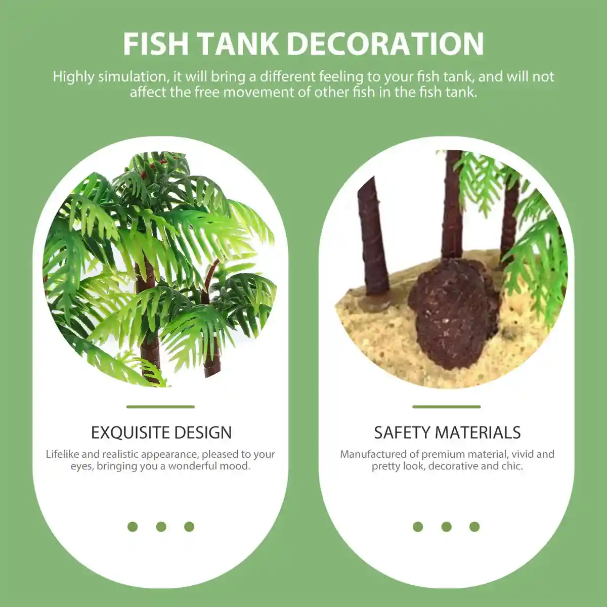 Fish Tank Plastic Coconut Tree Decoration Tropical Aquarium Ornament - Image 5