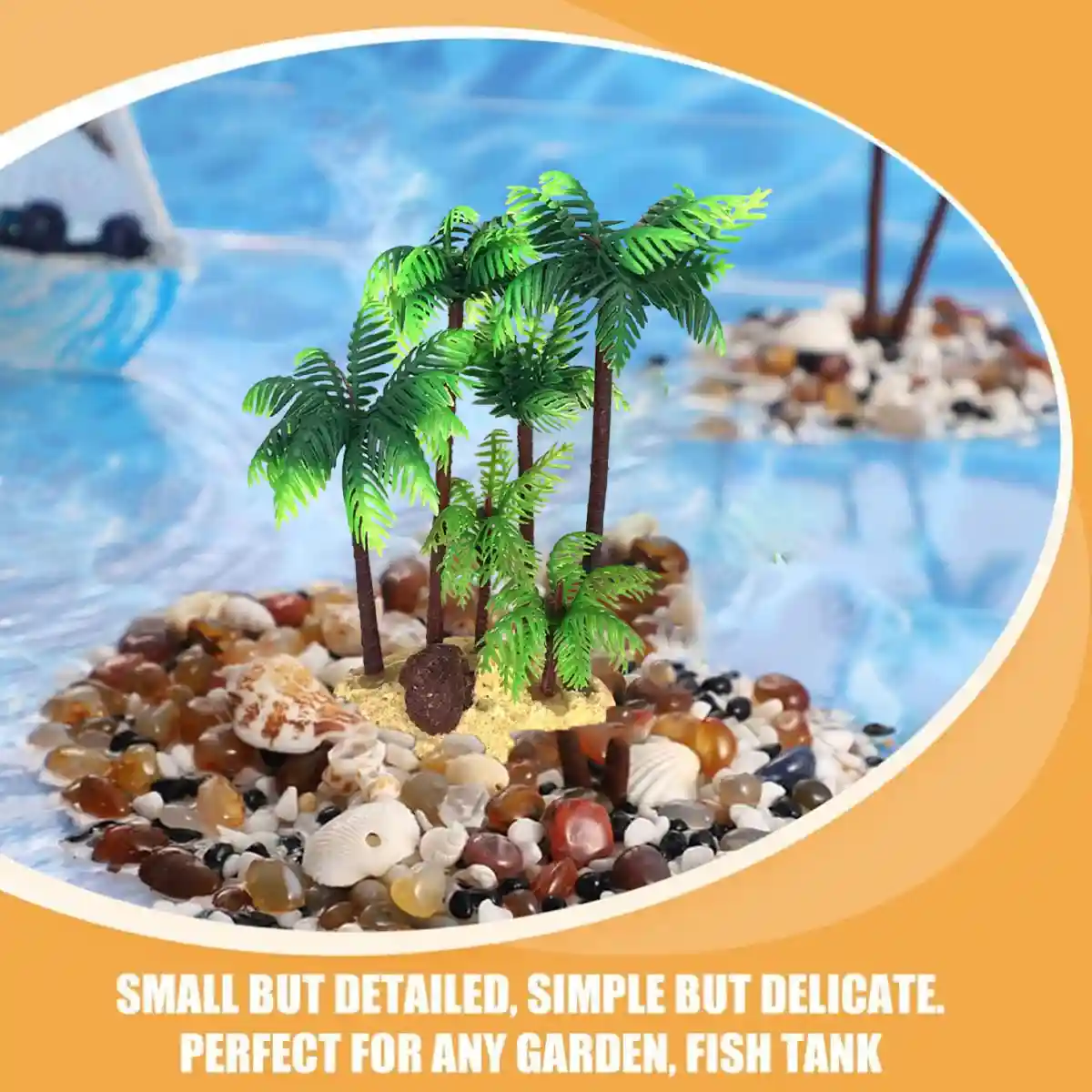 Fish Tank Plastic Coconut Tree Decoration Tropical Aquarium Ornament - Image 7