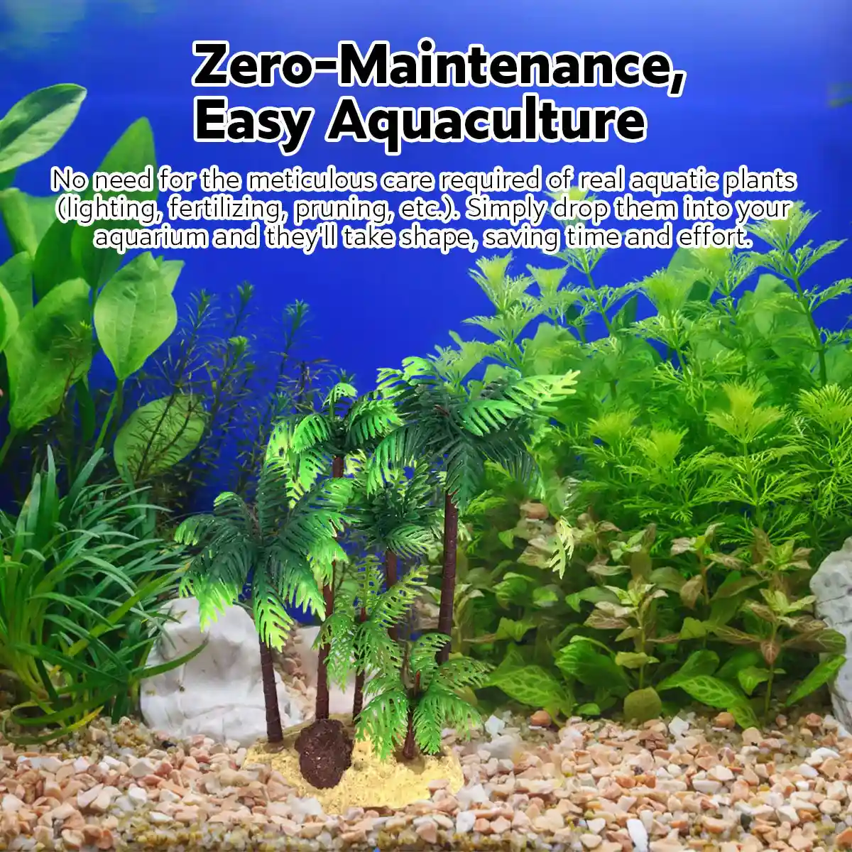 Fish Tank Plastic Coconut Tree Decoration Tropical Aquarium Ornament - Image 8