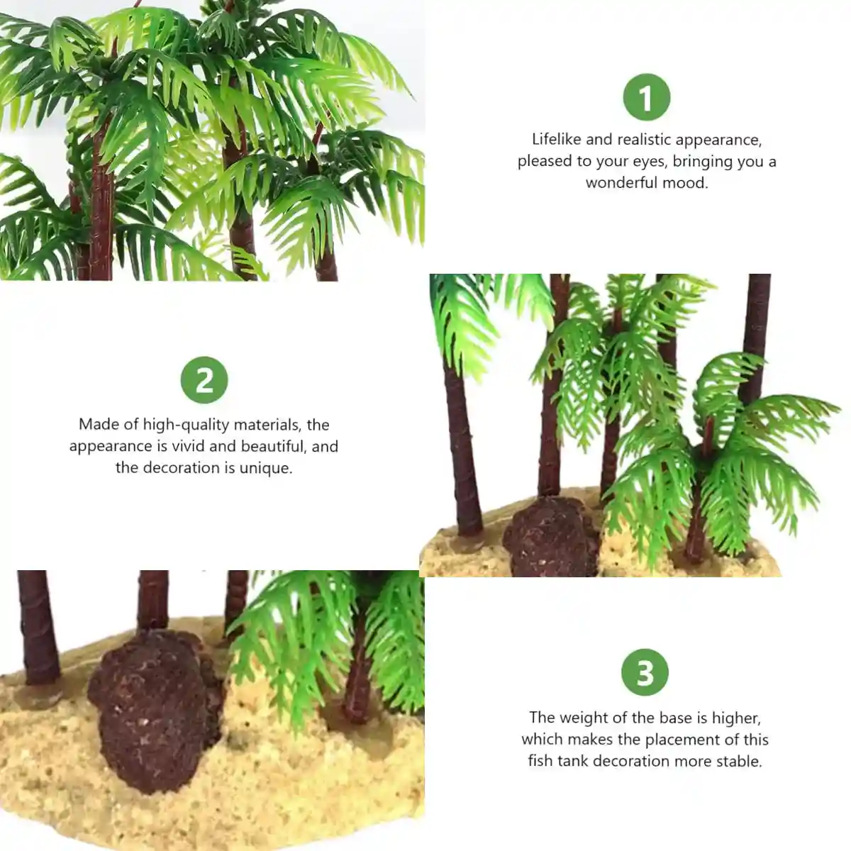 Fish Tank Plastic Coconut Tree Decoration Tropical Aquarium Ornament - Image 9