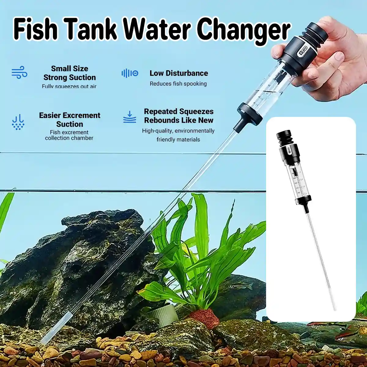 Fish Tank Water Changer Handheld Aquarium Cleaner with Strong Suction - Image 2